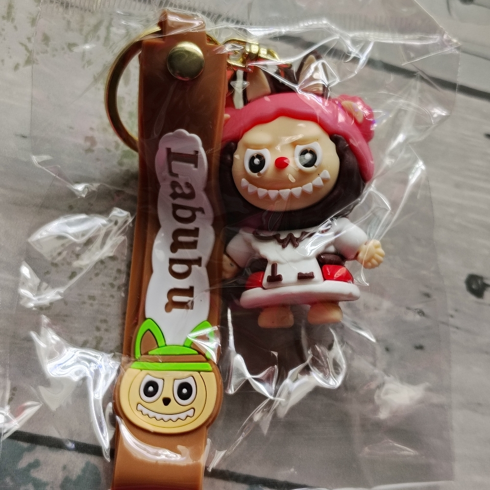 🍭Brown Labubu Bag Charm/ Keychain w/ Detachable Wristlet 2¼ Figure